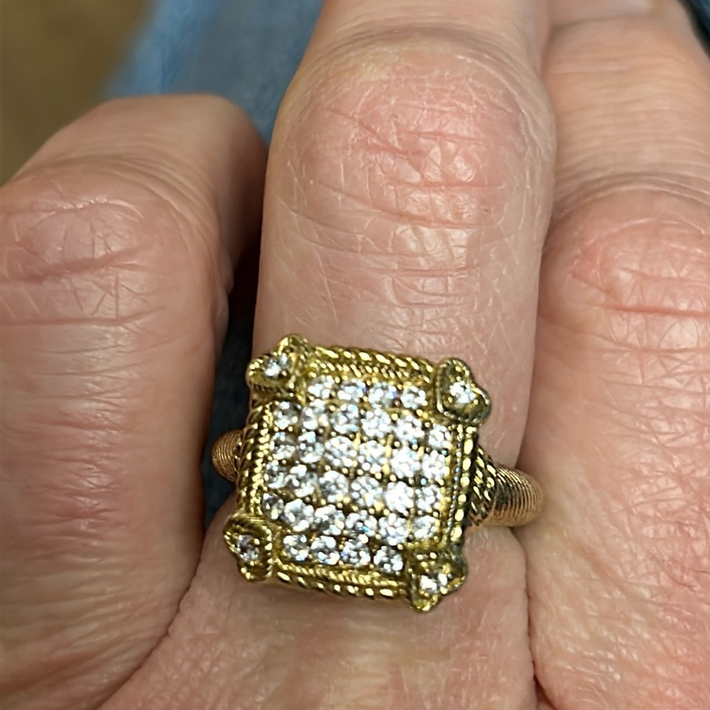 Judith Ripka 925 silver , gold plated ring size 8
